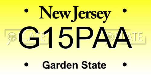 G15PAA New Jersey License Plate