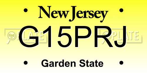 G15PRJ New Jersey License Plate