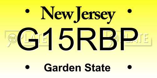 G15RBP New Jersey License Plate
