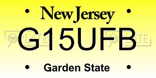 G15UFB New Jersey License Plate
