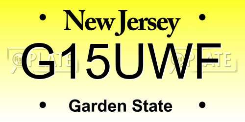 G15UWF New Jersey License Plate