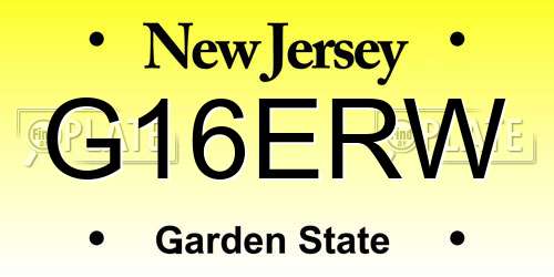 G16ERW New Jersey License Plate