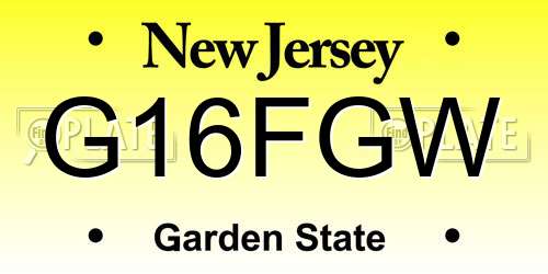 G16FGW New Jersey License Plate
