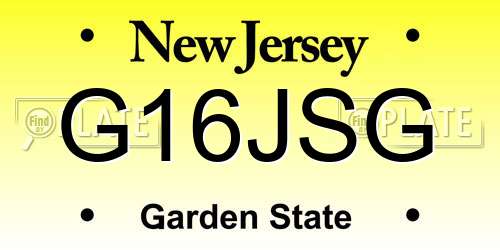 G16JSG New Jersey License Plate