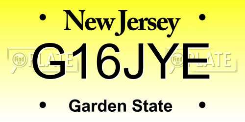 G16JYE New Jersey License Plate