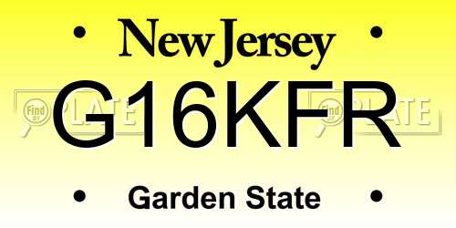 G16KFR New Jersey License Plate