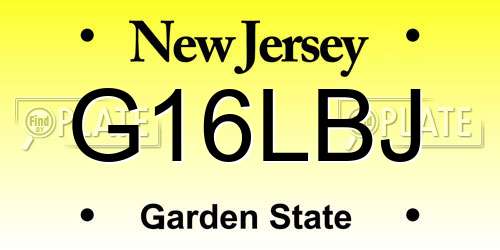 G16LBJ New Jersey License Plate