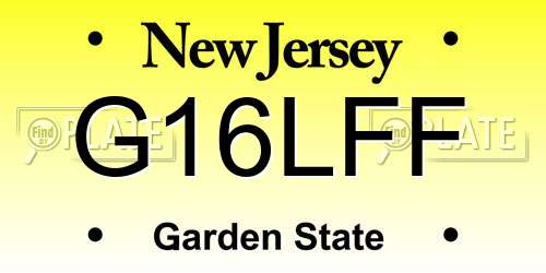 G16LFF New Jersey License Plate