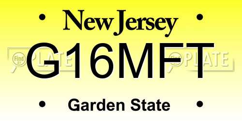 G16MFT New Jersey License Plate