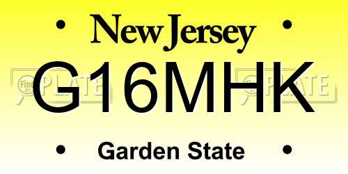 G16MHK New Jersey License Plate