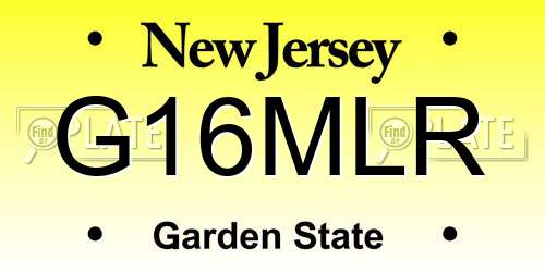 G16MLR New Jersey License Plate