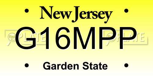 G16MPP New Jersey License Plate