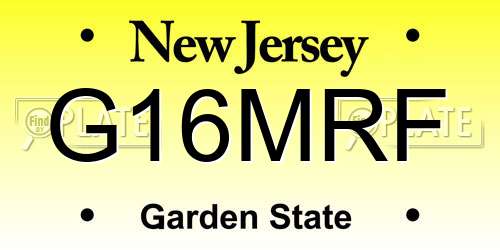 G16MRF New Jersey License Plate