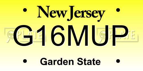 G16MUP New Jersey License Plate