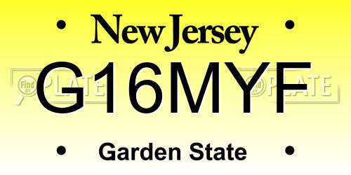 G16MYF New Jersey License Plate