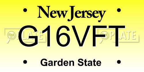 G16VFT New Jersey License Plate