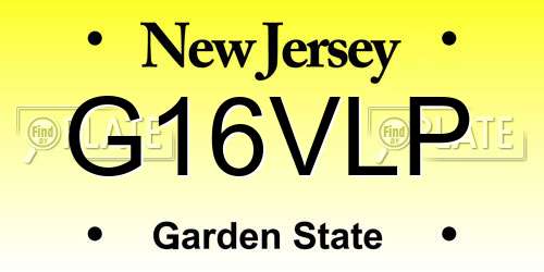 G16VLP New Jersey License Plate