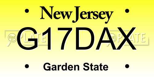 G17DAX New Jersey License Plate