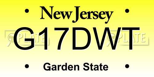 G17DWT New Jersey License Plate
