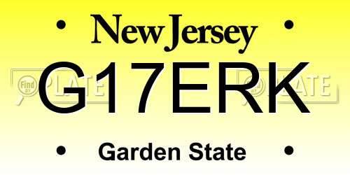 G17ERK New Jersey License Plate