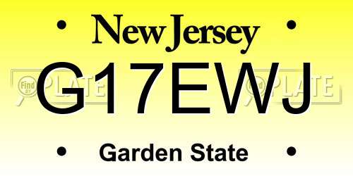 G17EWJ New Jersey License Plate