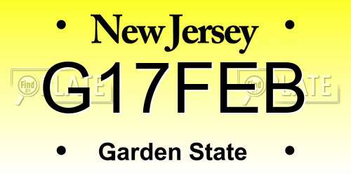 G17FEB New Jersey License Plate