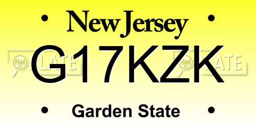 G17KZK New Jersey License Plate