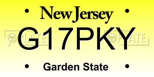 G17PKY New Jersey License Plate