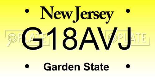 G18AVJ New Jersey License Plate