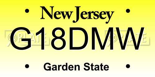 G18DMW New Jersey License Plate