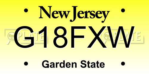 G18FXW New Jersey License Plate