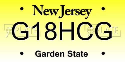 G18HCG New Jersey License Plate