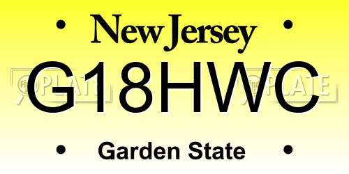 G18HWC New Jersey License Plate