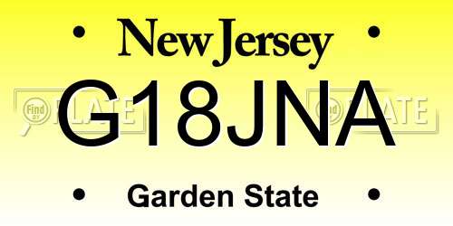 G18JNA New Jersey License Plate
