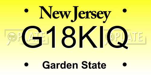 G18KIQ New Jersey License Plate
