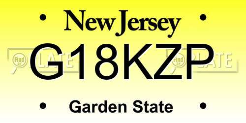 G18KZP New Jersey License Plate