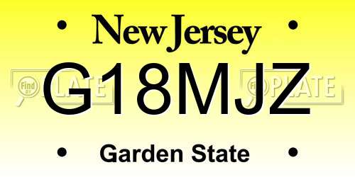 G18MJZ New Jersey License Plate