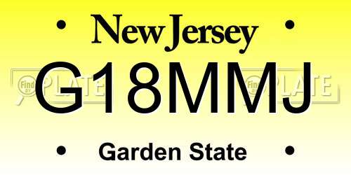 G18MMJ New Jersey License Plate