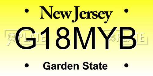 G18MYB New Jersey License Plate