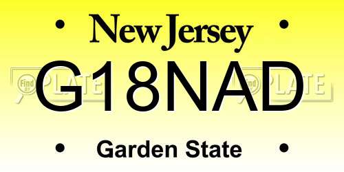 G18NAD New Jersey License Plate