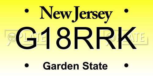 G18RRK New Jersey License Plate
