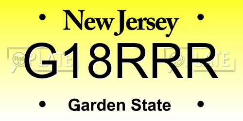 G18RRR New Jersey License Plate