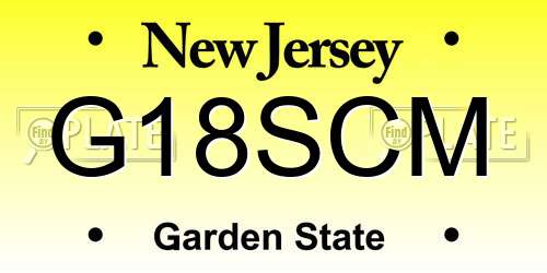 G18SCM New Jersey License Plate