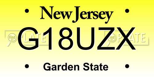 G18UZX New Jersey License Plate