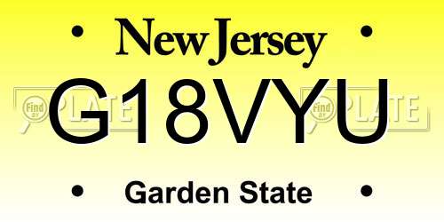 G18VYU New Jersey License Plate
