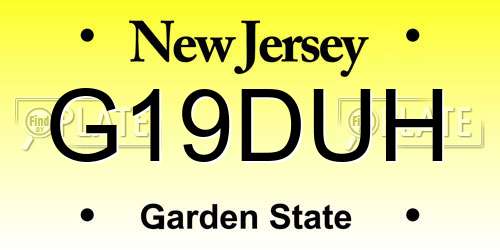 G19DUH New Jersey License Plate