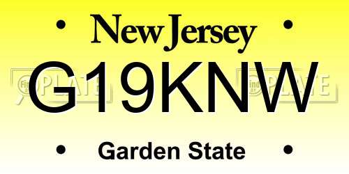 G19KNW New Jersey License Plate