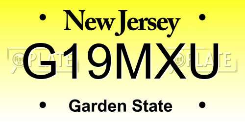 G19MXU New Jersey License Plate