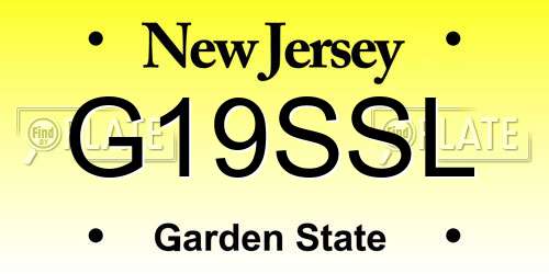 G19SSL New Jersey License Plate