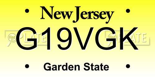G19VGK New Jersey License Plate